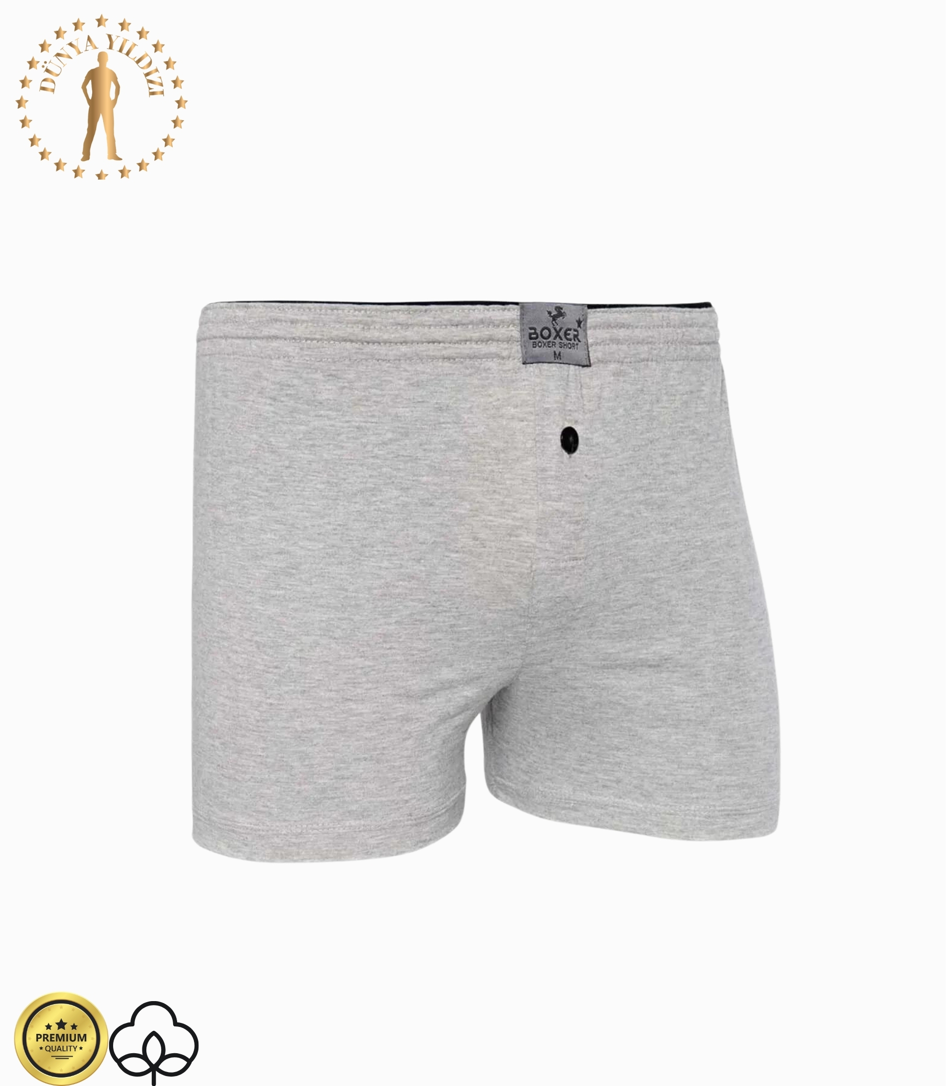 Dünya Yıldızı Gri Düğmeli Boxer